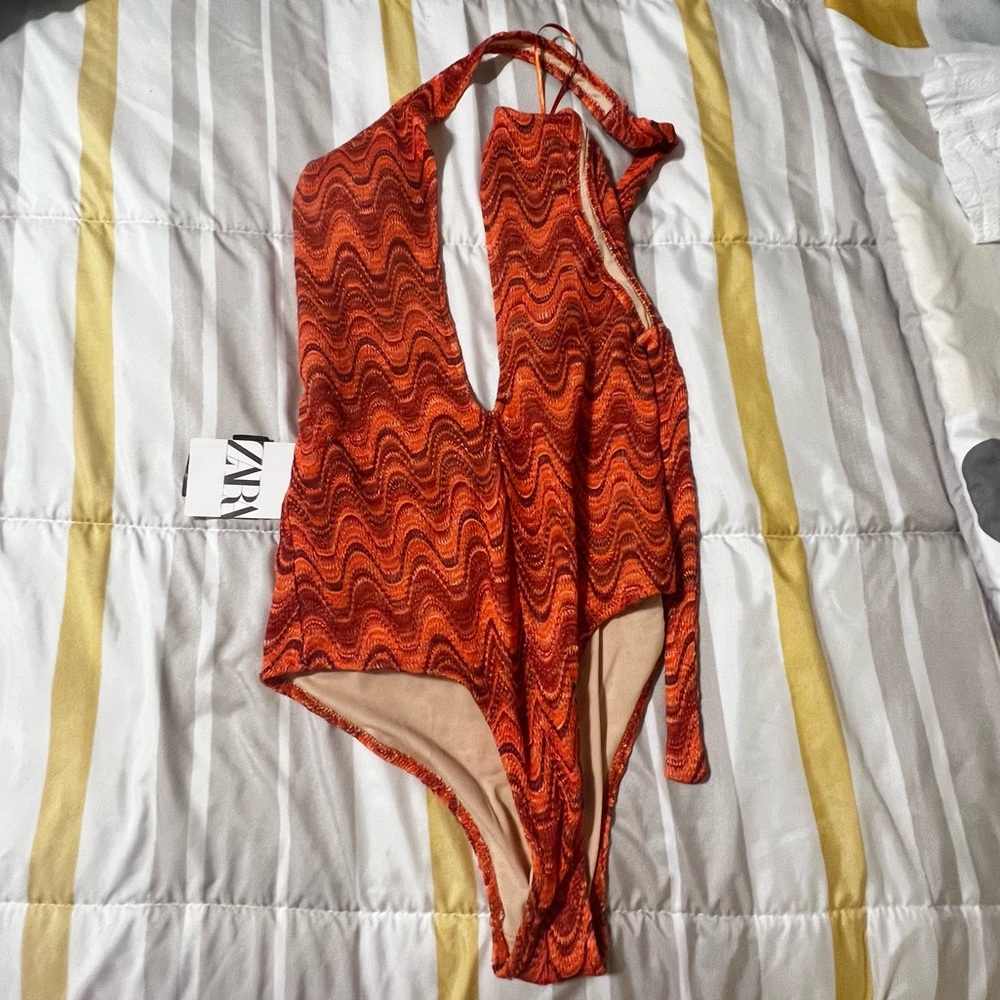 NWT Orange Print Bodysuit Small